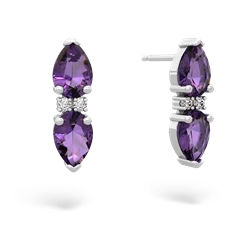 Amethyst Bowtie Drop 14K White Gold earrings E0865