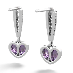 Amethyst Filligree Heart 14K White Gold earrings E5070