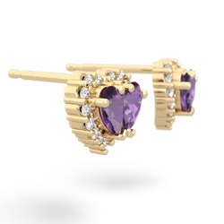 Amethyst Halo 14K Yellow Gold earrings E7008