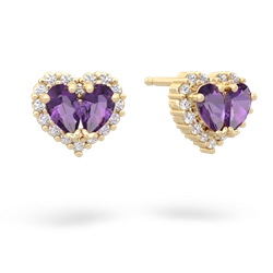 Amethyst Halo 14K Yellow Gold earrings E7008