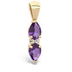 Amethyst Bowtie Drop 14K Yellow Gold pendant P0865