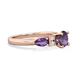 Lab Pink Sapphire 6Mm Round Eternal Embrace Engagement 14K Rose Gold ring R2005