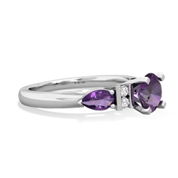 Lab Pink Sapphire 6Mm Round Eternal Embrace Engagement 14K White Gold ring R2005