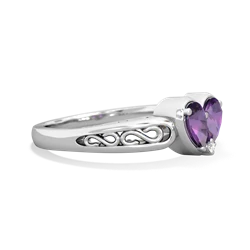 Amethyst Filligree 'One Heart' 14K White Gold ring R5070