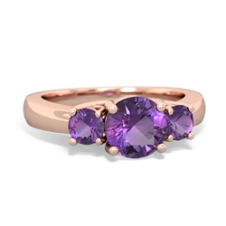 Pink Tourmaline Three Stone Round Trellis 14K Rose Gold ring R4018