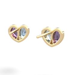 Amethyst 'Our Heart' 14K Yellow Gold earrings E5072