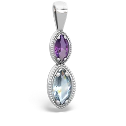 Amethyst Antique-Style Halo 14K White Gold pendant P5700