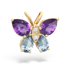 Amethyst Butterfly 14K Yellow Gold pendant P2215