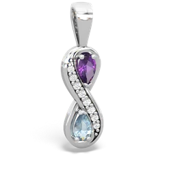 Amethyst Diamond Infinity 14K White Gold pendant P5390