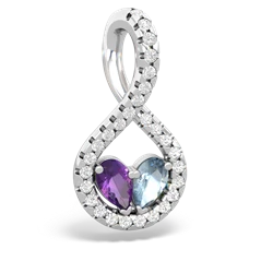 Amethyst Pave Twist 'One Heart' 14K White Gold pendant P5360