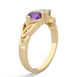 Amethyst Celtic Knot Double Heart 14K Yellow Gold ring R5040