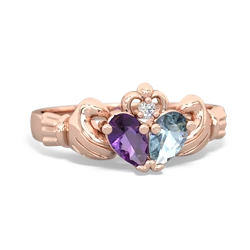 Amethyst 'Our Heart' Claddagh 14K Rose Gold ring R2388