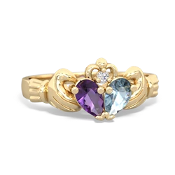 Amethyst 'Our Heart' Claddagh 14K Yellow Gold ring R2388