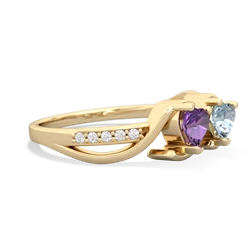 Amethyst Side By Side 14K Yellow Gold ring R3090