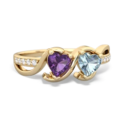 Amethyst Side By Side 14K Yellow Gold ring R3090