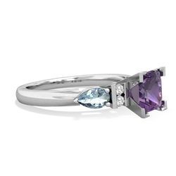 Amethyst 6Mm Princess Eternal Embrace Engagement 14K White Gold ring C2002