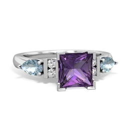 Amethyst 6Mm Princess Eternal Embrace Engagement 14K White Gold ring C2002