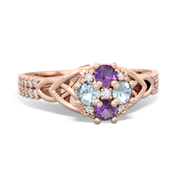 Amethyst Celtic Knot Cluster Engagement 14K Rose Gold ring R26443RD