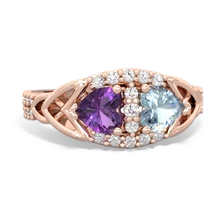 Amethyst Sparkling Celtic Knot 14K Rose Gold ring R2645