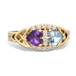 Amethyst Sparkling Celtic Knot 14K Yellow Gold ring R2645