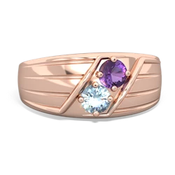 Amethyst Men's Streamline 14K Rose Gold ring R0460