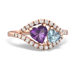 Amethyst Mother And Child 14K Rose Gold ring R3010