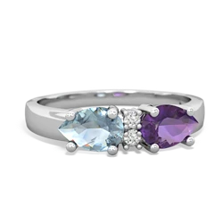 Amethyst Pear Bowtie 14K White Gold ring R0865