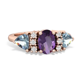 Amethyst Antique Style Three Stone 14K Rose Gold ring R2186