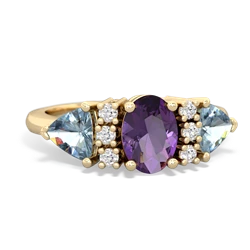 Amethyst Antique Style Three Stone 14K Yellow Gold ring R2186