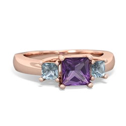 Amethyst Three Stone Trellis 14K Rose Gold ring R4015