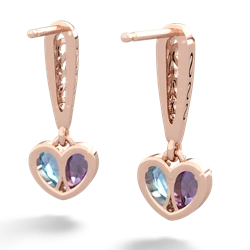 Amethyst Filligree Heart 14K Rose Gold earrings E5070