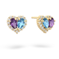 Amethyst Halo 14K Yellow Gold earrings E7008