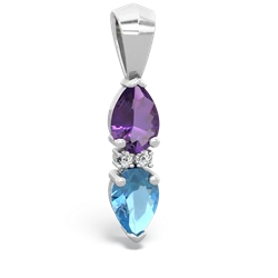 Amethyst Bowtie Drop 14K White Gold pendant P0865