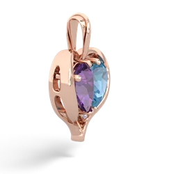 Amethyst Two Become One 14K Rose Gold pendant P5330