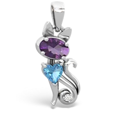 Amethyst Kitten 14K White Gold pendant P5780