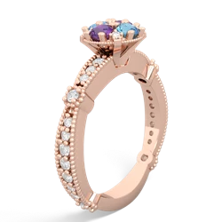 Amethyst Sparkling Tiara Cluster 14K Rose Gold ring R26293RD