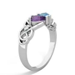 Amethyst 'One Heart' Celtic Knot Claddagh 14K White Gold ring R5322