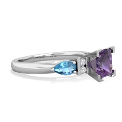 Amethyst 6Mm Princess Eternal Embrace Engagement 14K White Gold ring C2002