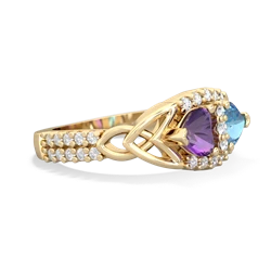 Amethyst Sparkling Celtic Knot 14K Yellow Gold ring R2645