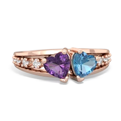 Amethyst Heart To Heart 14K Rose Gold ring R3342