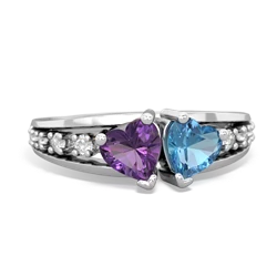 Amethyst Heart To Heart 14K White Gold ring R3342