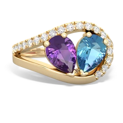 Amethyst Nestled Heart Keepsake 14K Yellow Gold ring R5650