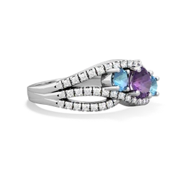 Amethyst Three Stone Aurora 14K White Gold ring R3080