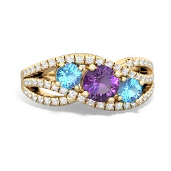 Amethyst Three Stone Aurora 14K Yellow Gold ring R3080