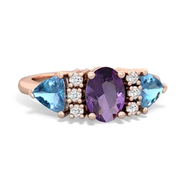 Amethyst Antique Style Three Stone 14K Rose Gold ring R2186