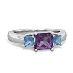 Amethyst Three Stone Trellis 14K White Gold ring R4015