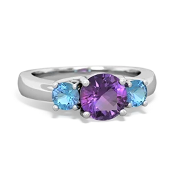 Amethyst Three Stone Round Trellis 14K White Gold ring R4018