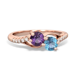 Amethyst Infinity Pave Two Stone 14K Rose Gold ring R5285