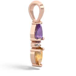 Amethyst Bowtie Drop 14K Rose Gold pendant P0865