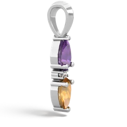 Amethyst Bowtie Drop 14K White Gold pendant P0865